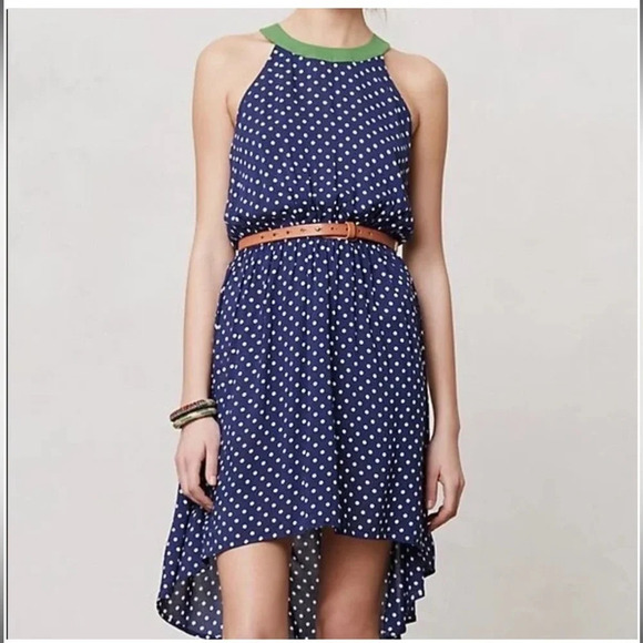 LILKA ANTHROPOLOGIE POLKA DOT HI LOW DRESS - Picture 1 of 7